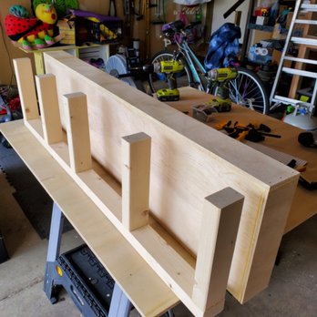Custom bench woodworking in the shop